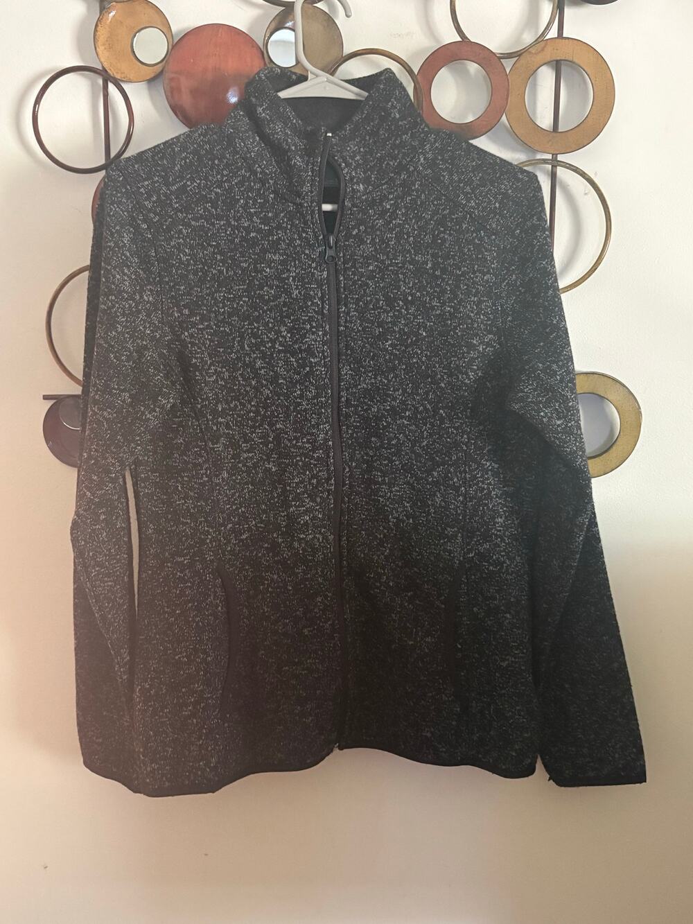 Women’s Eddie Bauer fleece lined knit small jacket black and gray heather